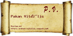 Pakan Vitális névjegykártya